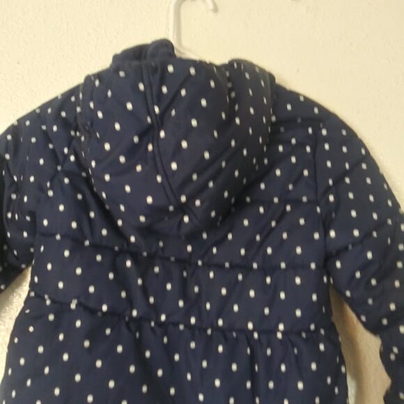 Healthtex girls size 5T navy blue and white polka-dot puffer jacket - Picture 5 of 9